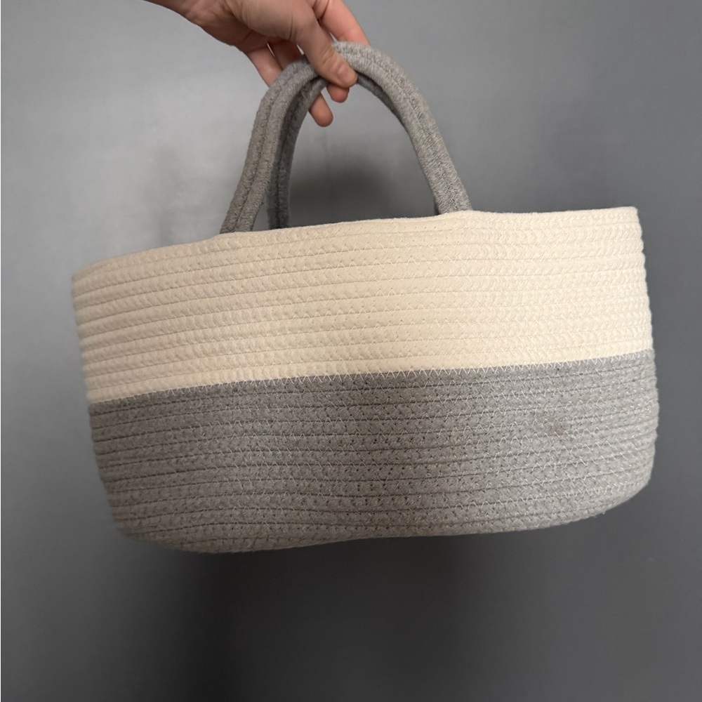 BodiCal Gray and White Woven Cotton Convertible Shower / Baby / Storage Basket - Picture 10 of 14